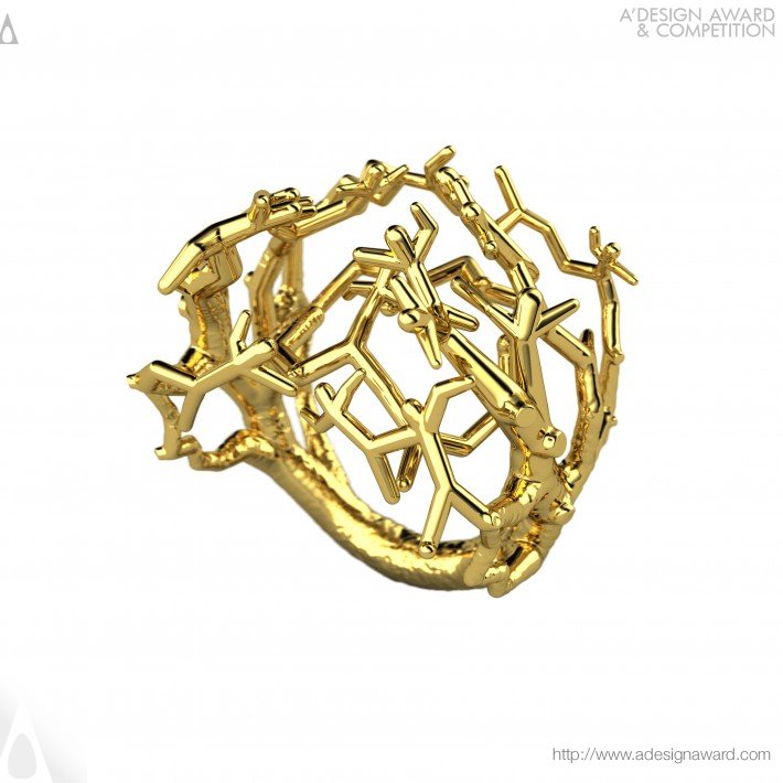 Fighting For What Tree ! Gold Ring by Seyed Mohammad Mortazavi