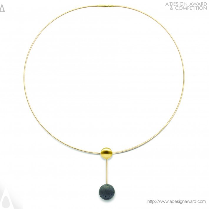 Orbis Gold and Concrete Jewellery Necklace by Karen Konzuk